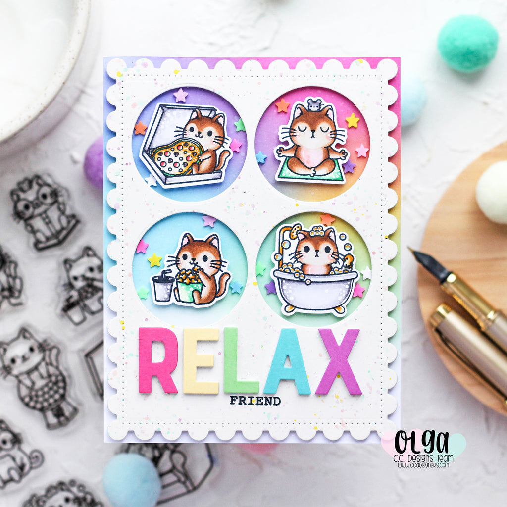 Relax card with Cat Kinda Day stamp set