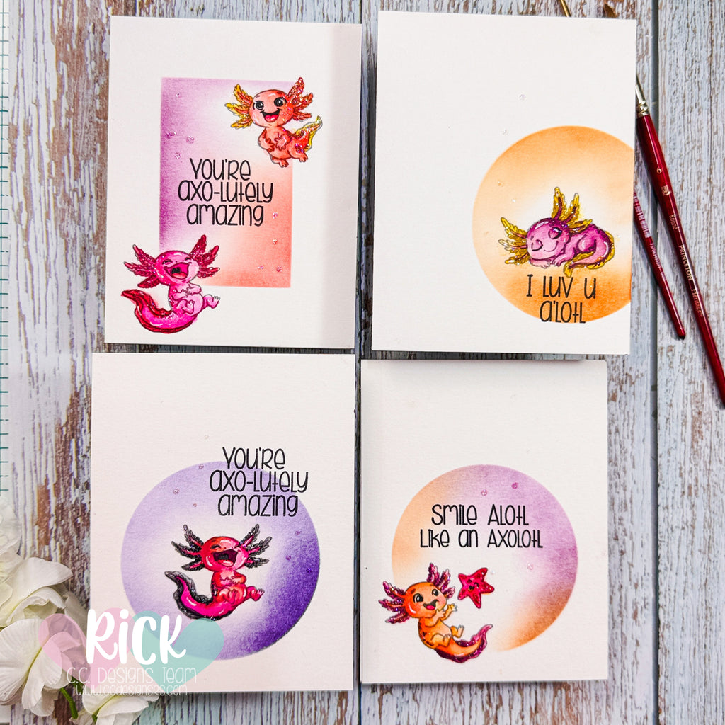 4 Quick & Cute Watercolor Cards with C.C. Designs Pink Cuties