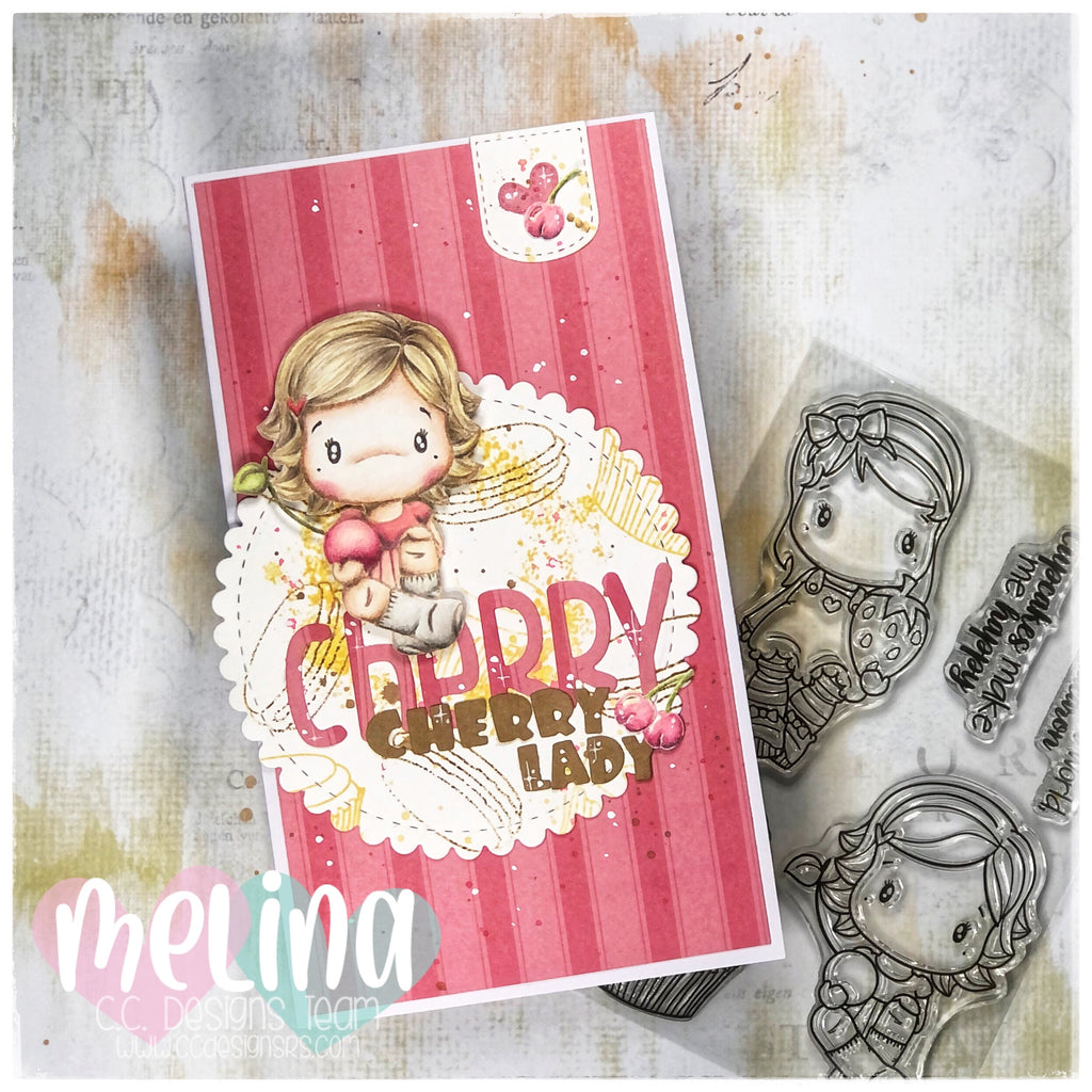 Cherry Swissie - Cherry, Cherry Lady Slimline Card