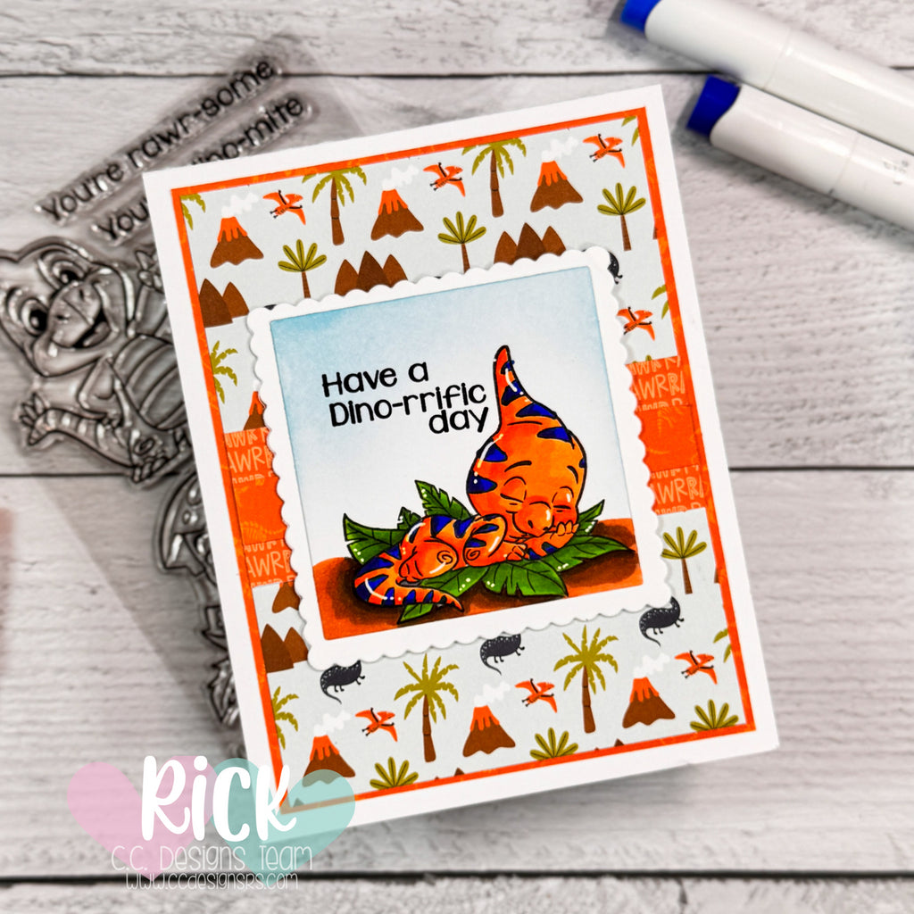 A Sweet and Sleepy Dino Card with C.C. Designs
