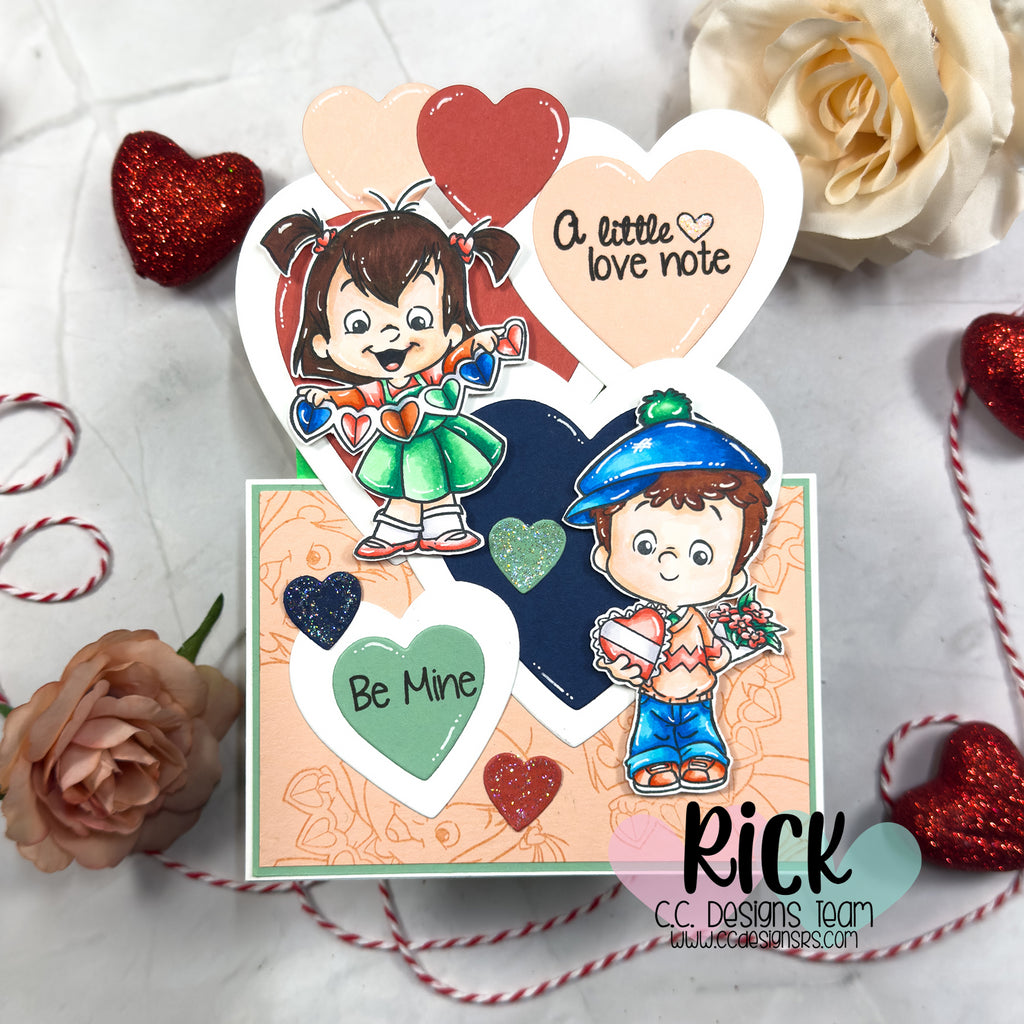 A Little Love Note Shaped Card | Henry Twila Valentine Stamp Set