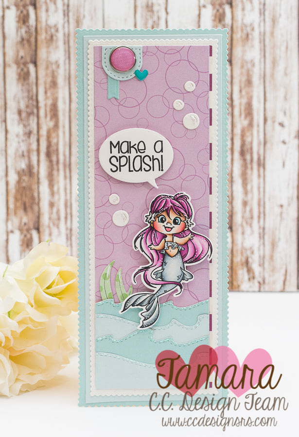 Mermaid party slimline card