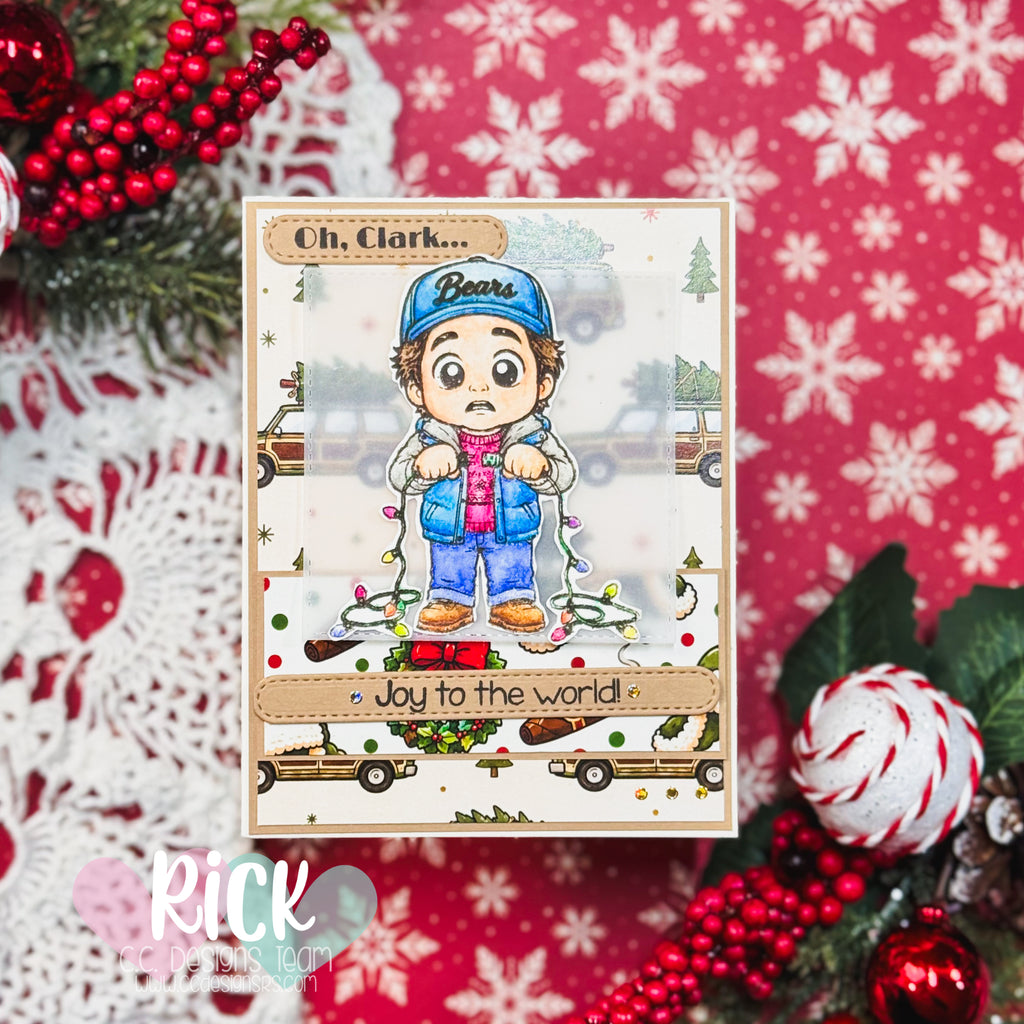 C. C. Designs Christmas Vacation Card Tutorial with Watercolor Pencil Coloring