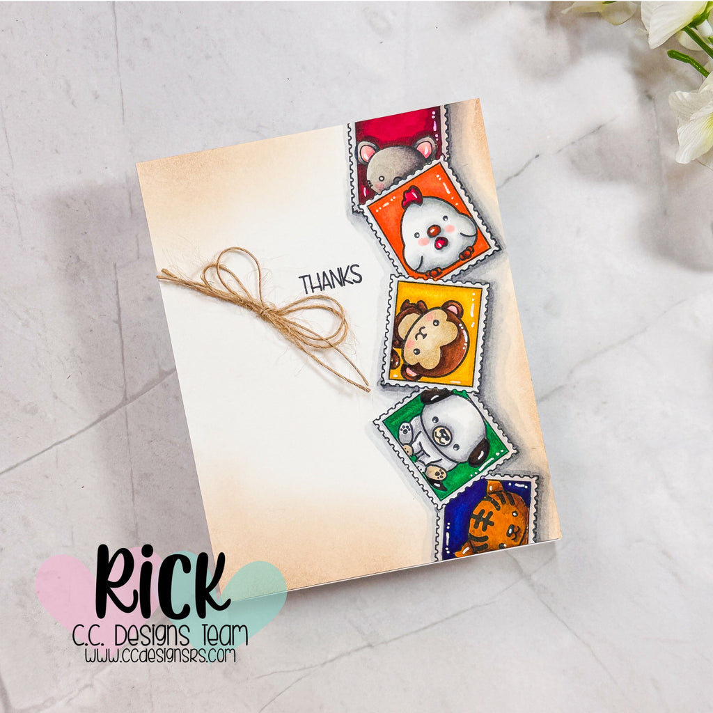 Clean Simple and One Layer Thanks Animal Postage Card