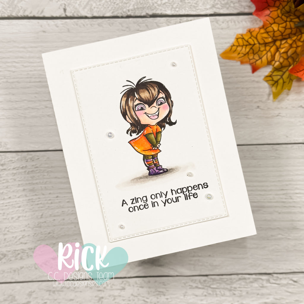 A Clean and Simple Halloween Card with Vampy Family