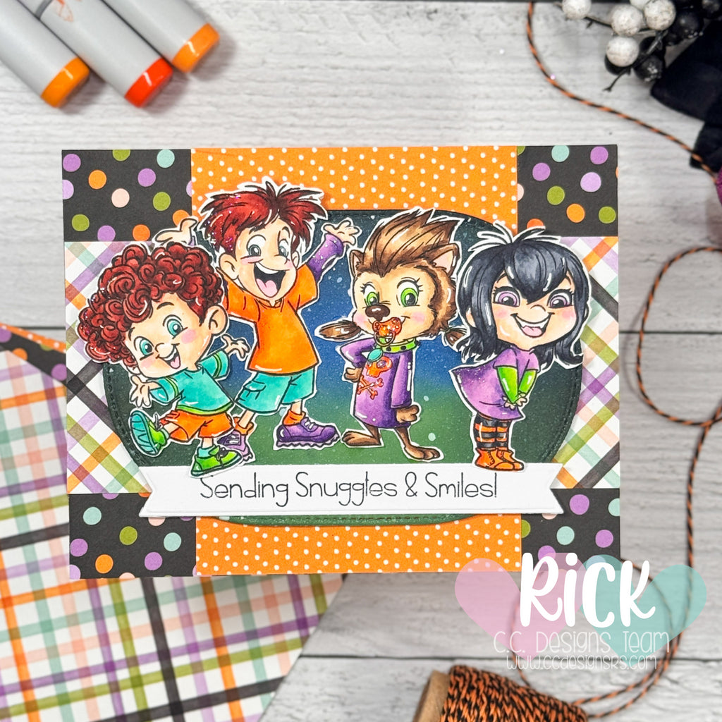 Playful Halloween Card with Vampy Family