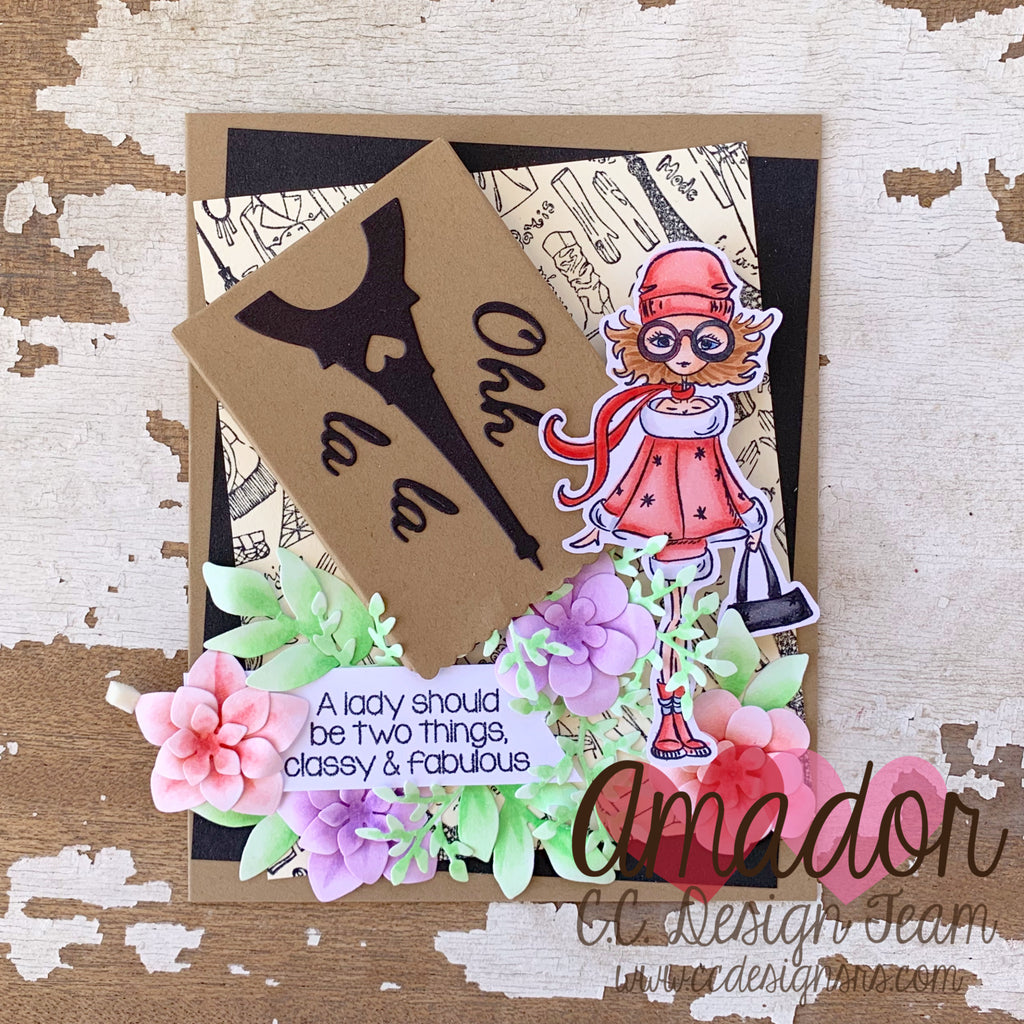 Parisian Flowers and Fashion Card for C.C. Designs