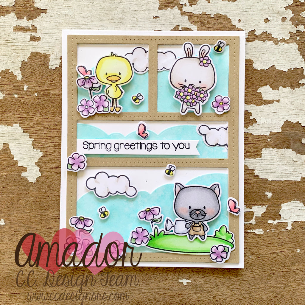 Spring Greetings Card with C.C. Designs