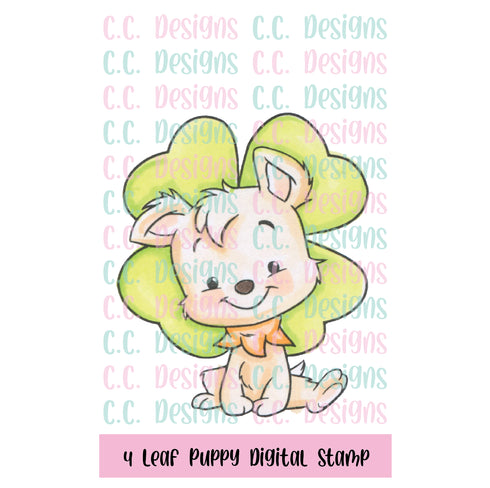 4 Leaf Puppy DIGITAL STAMP