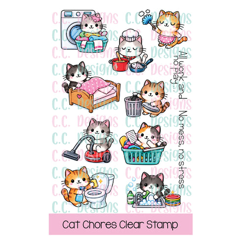 Cat Chores Clear Stamp Set