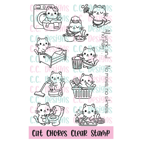Cat Chores Clear Stamp Set