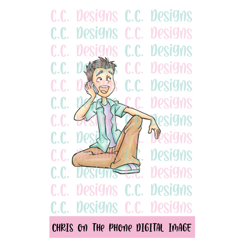 Chris On The Phone DIGITAL STAMP