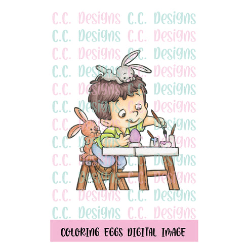 Coloring Eggs DIGITAL STAMP