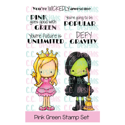 Pink Green Clear Stamp Set