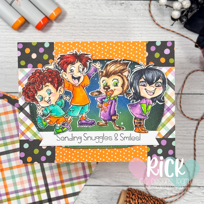 Playful Halloween Card with Vampy Family