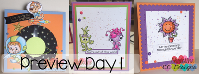 August Preview Day 1: Astronaut & Aliens, Outer Space Die, Happy Little Flowers, and Layering Tag Die