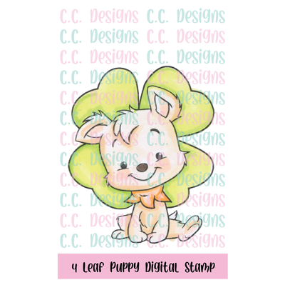 4 Leaf Puppy DIGITAL STAMP