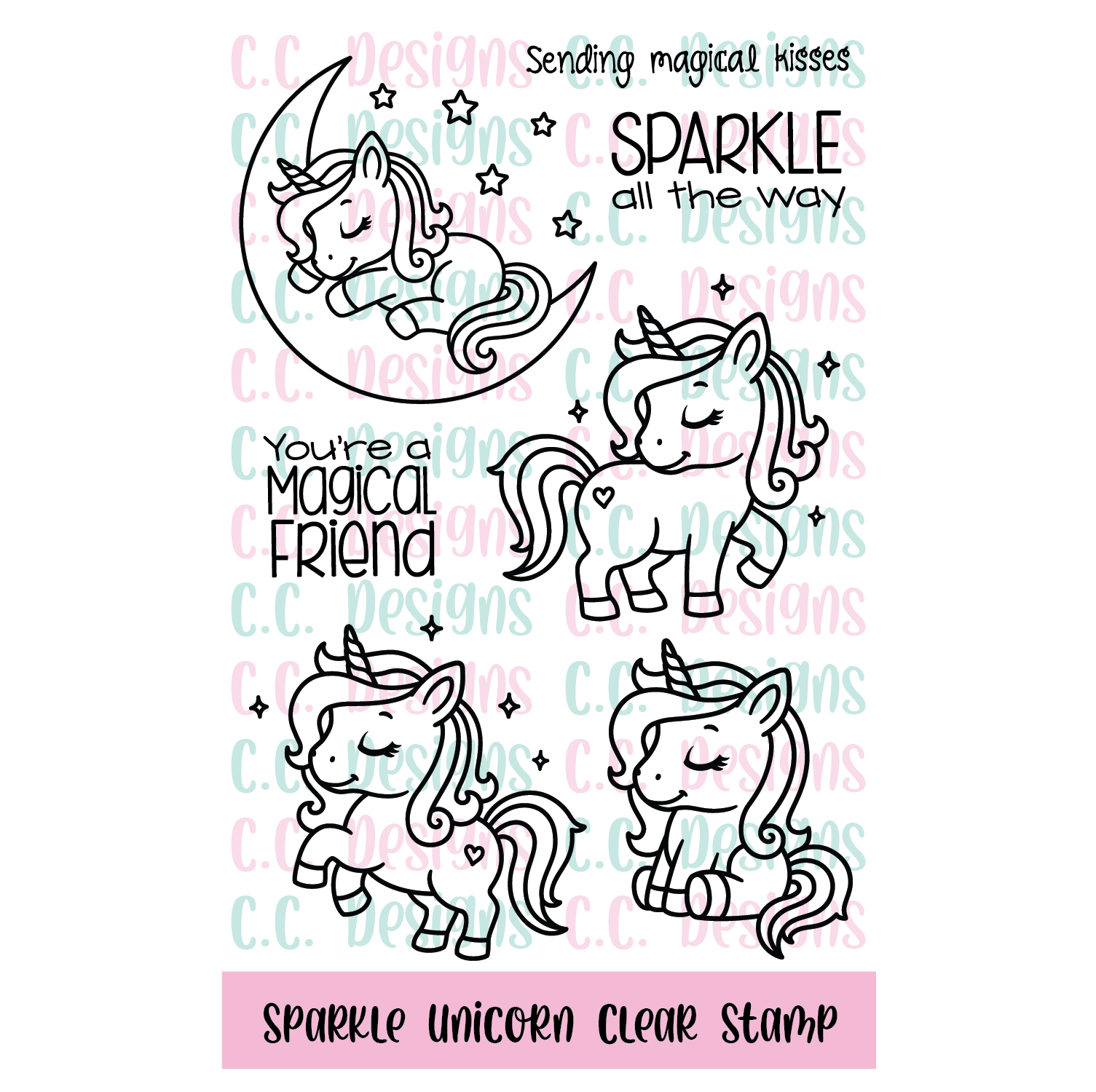 Sparkle Unicorn Clear Stamp Set