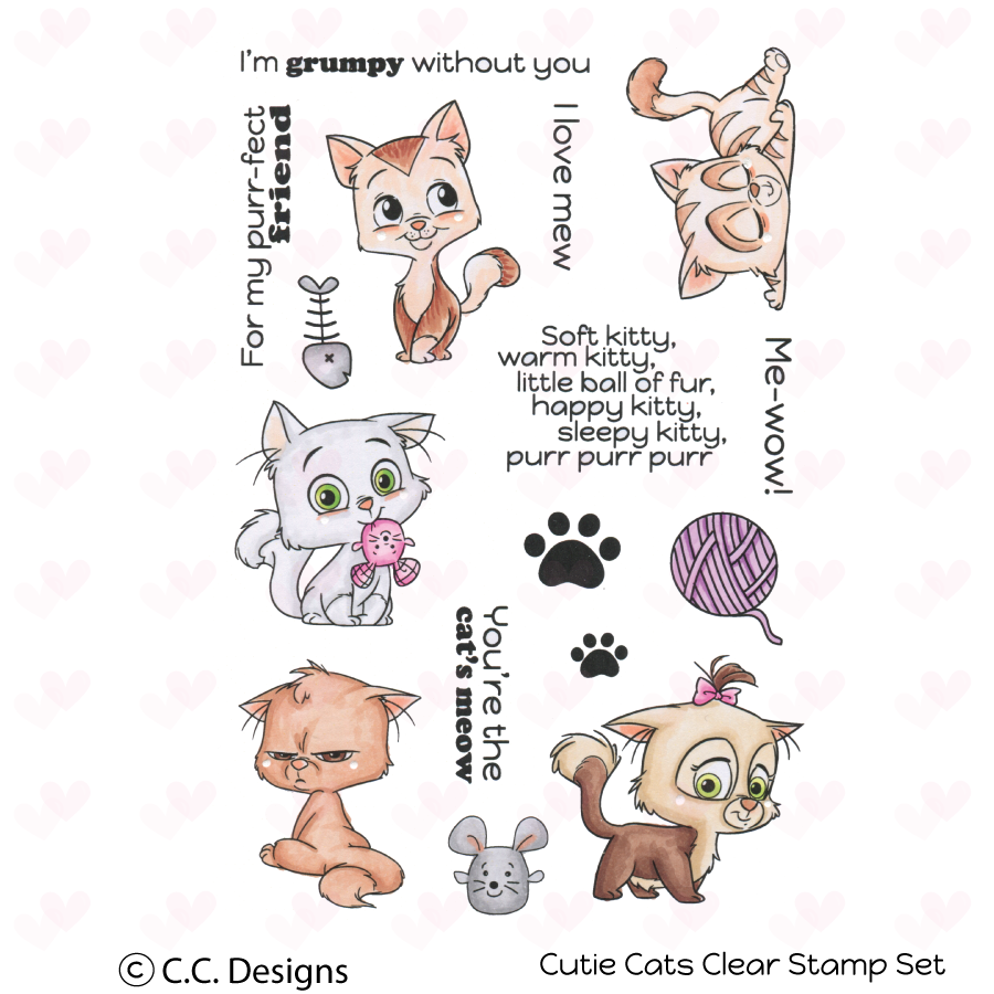 C.C. Designs Rubber Stamps:Cutie Cats Clear Stamp Set