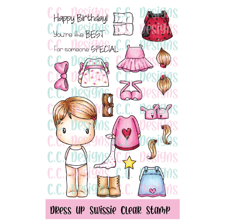 Dress Up Swissie Clear Stamp Set