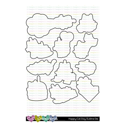 Happy Cat Day Outline Metal Die